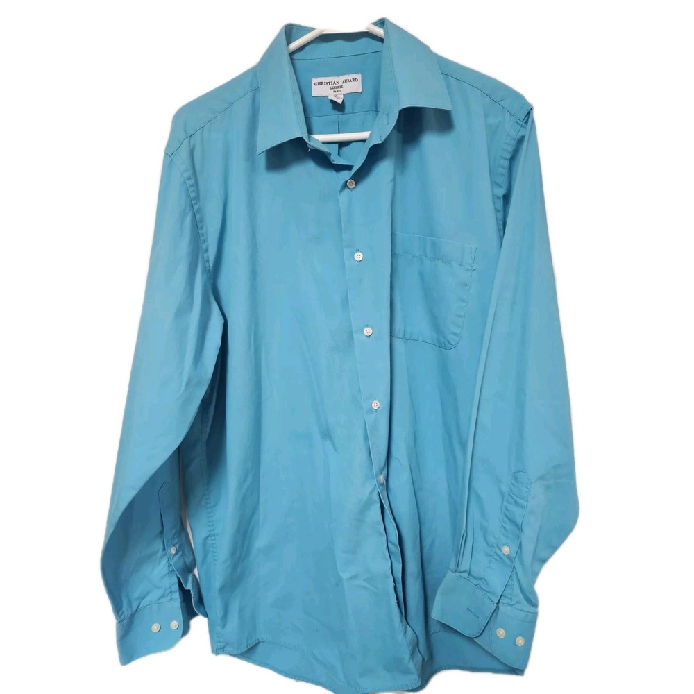 CHRISTIAN AUJARD Paris Teal Blue Longsleeve Buttonup Shirt  L 16-16.5 34/35